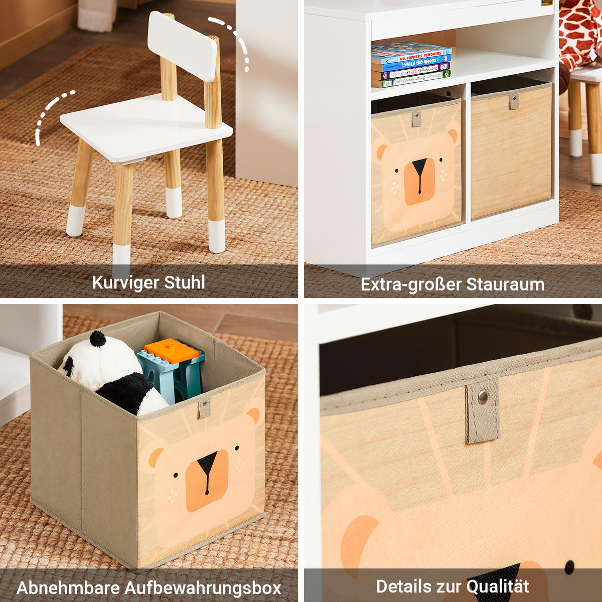 KINDERSITZGRUPPE Weiß - Weiß/Naturfarben, Holz/Holzwerkstoff (90/53/60cm) - SoBuy