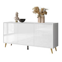 SIDEBOARDS SANAYI auf goldenen Beinen, Hochglanz Weiß/Golde Beine - Goldfarben/Weiß, Holzwerkstoff (154/73/40cm) - Lookway
