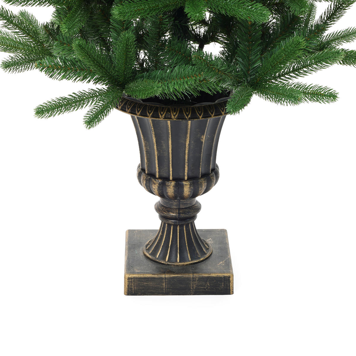 KÜNSTLICHER Weihnachtsbaum 155 cm mit Pflanzkübel in Bronze-Optik - Grün, Kunststoff (155cm) - Hometopia