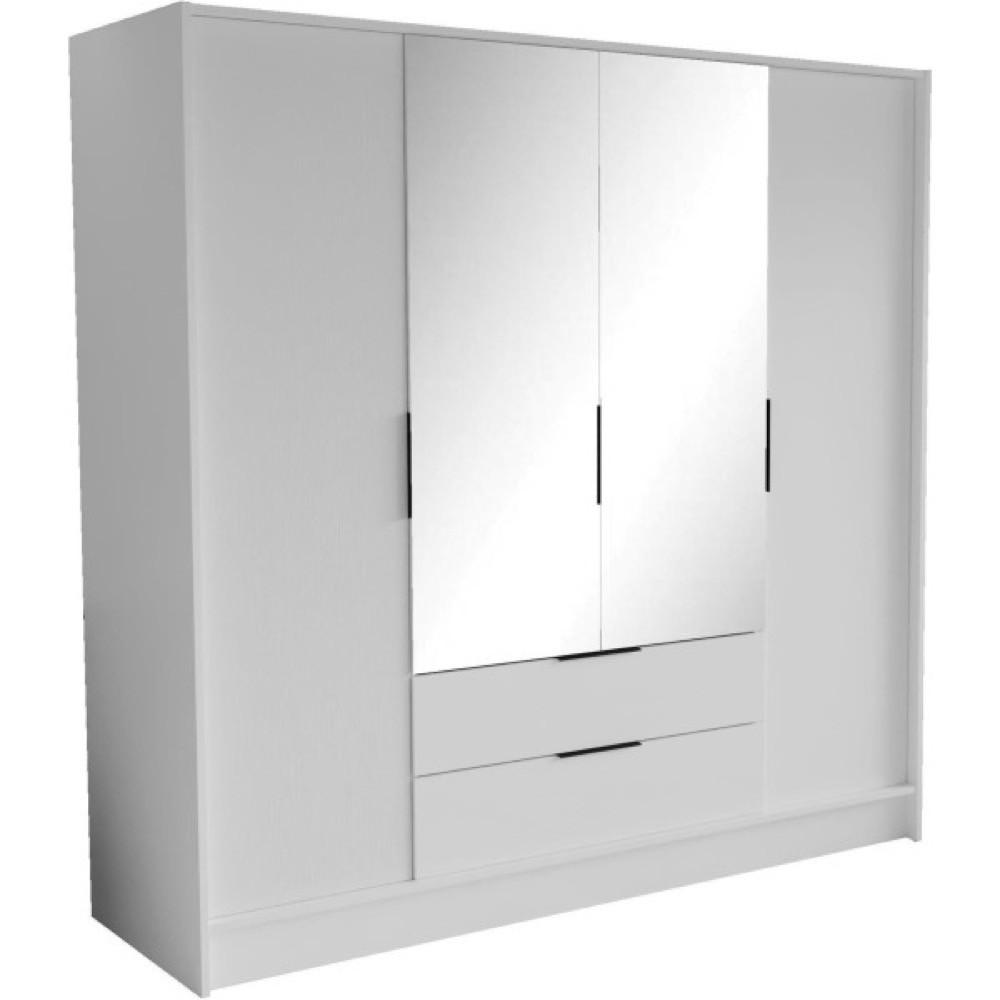 SCHRANK Weiß NIKOLA Mit Spiegel Und Verstellbaren Regalen - Weiß, Holzwerkstoff (200/200/51cm) - Sepro Meble