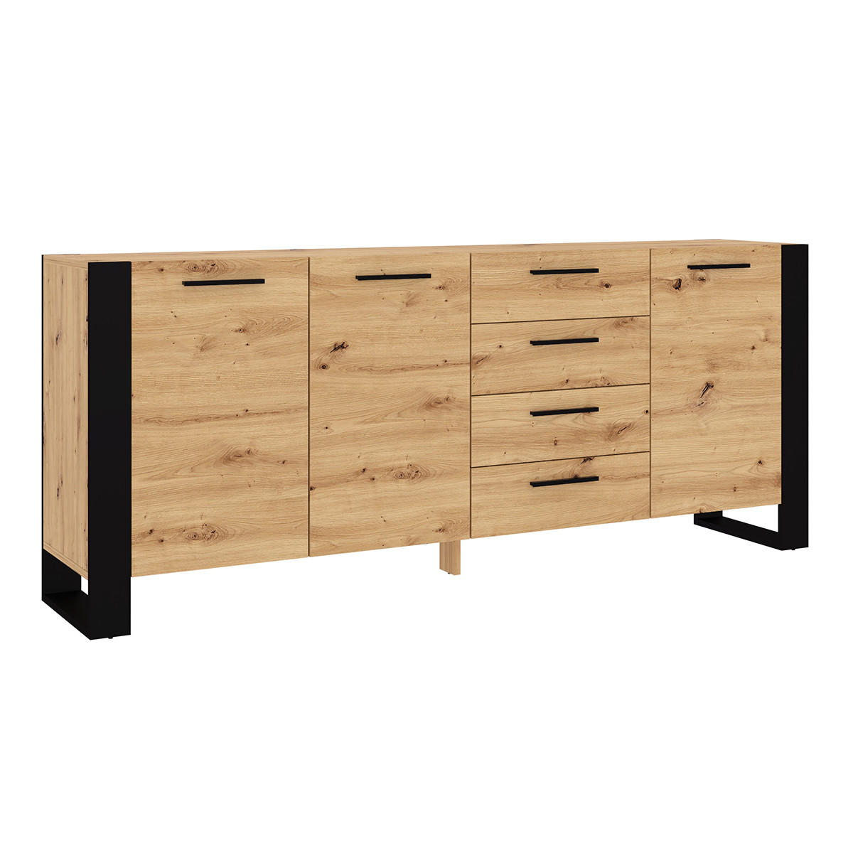 SIDEBOARD Nouka Holz und Schwarz - Schwarz, Holzwerkstoff (197/87/45cm) - Petits-meubles