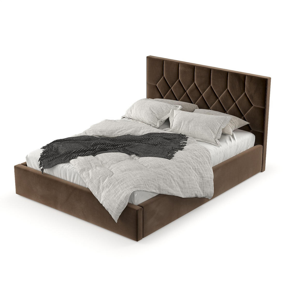 POLSTERBETT Brisa 140/200 cm Braun im Kronos Stoff - Schwarz/Naturfarben, Holz/Holzwerkstoff (140/200cm) - AltaBeds