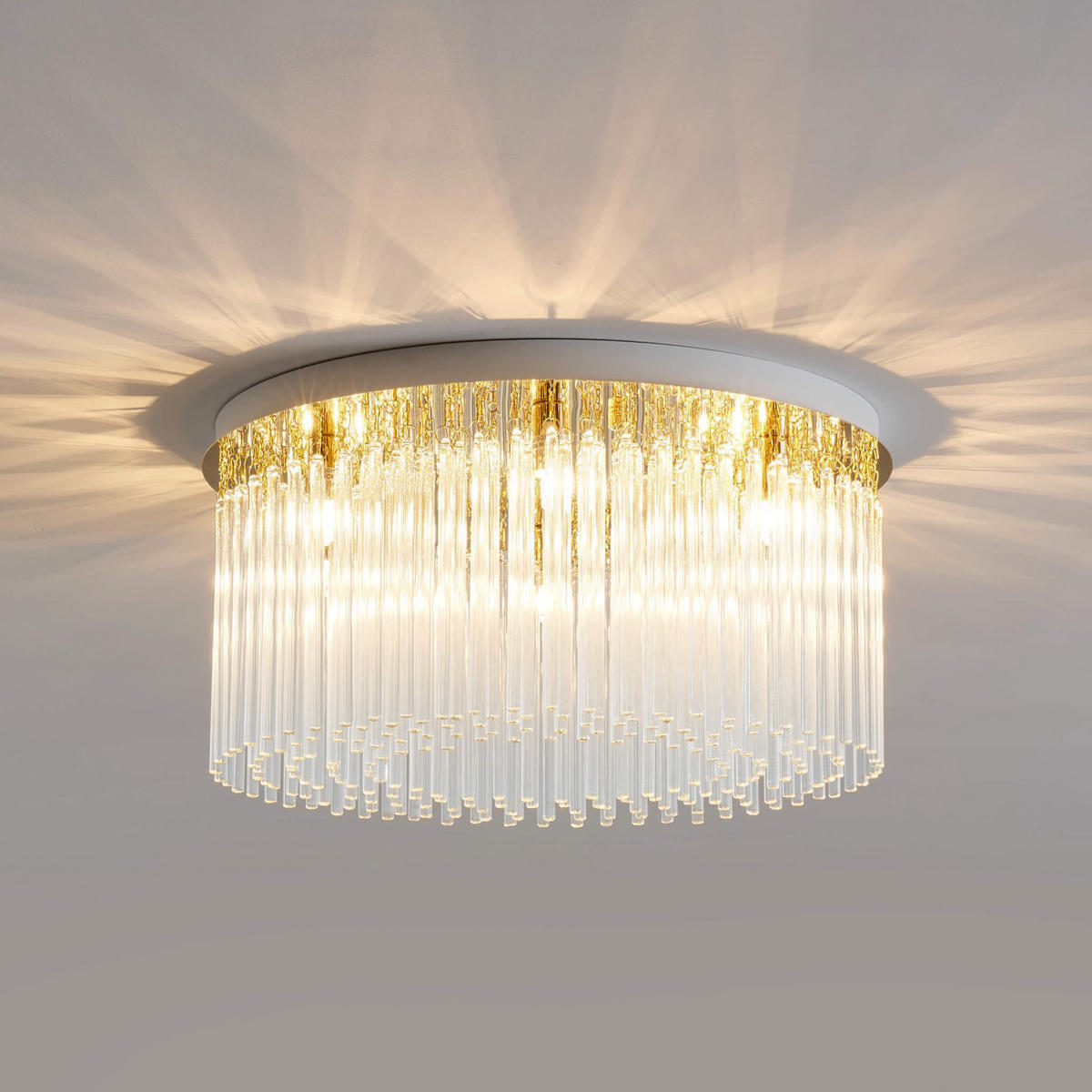 DECKENLEUCHTE Sandrilla, Transparent und goldfarben, 20.5cm - Transparent, Glas (20/42/20.5cm) - KOSILUM