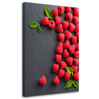 LEINWANDBILD Himbeeren 70x100cm - Rot, Textil (70/100cm) - Feeby