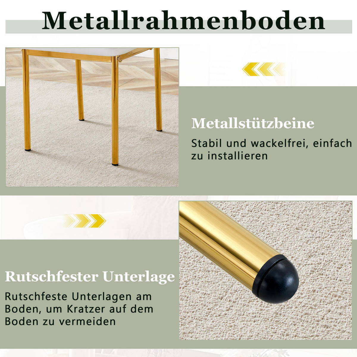STUHL-SET DE-36576 4 Stück mit PU-Bezug und Metallbeinen Weiß - Weiß, Metall (42.6/93/43cm) - ComfortXL