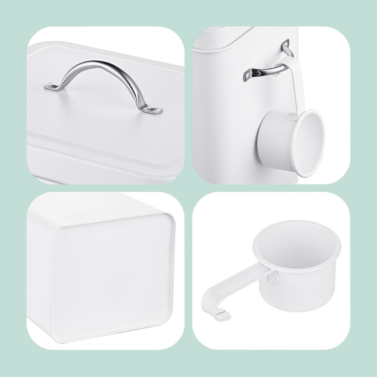 BOX na pranie - biela, kov (18/25.5/15.5cm) - Relaxdays