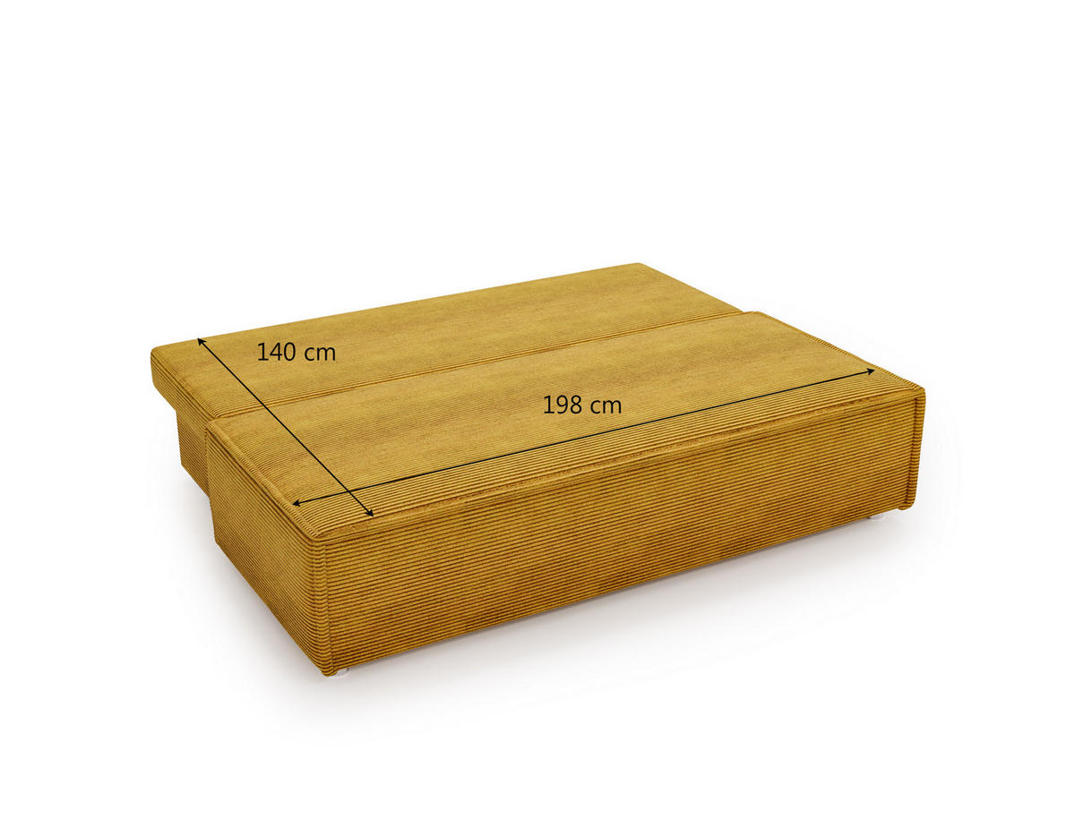 SCHLAFSOFA Mit Bettkasten DUO Poso Stoff Senffarbe - Gelb, Holz (198/89/90cm) - Kaiser Möbel