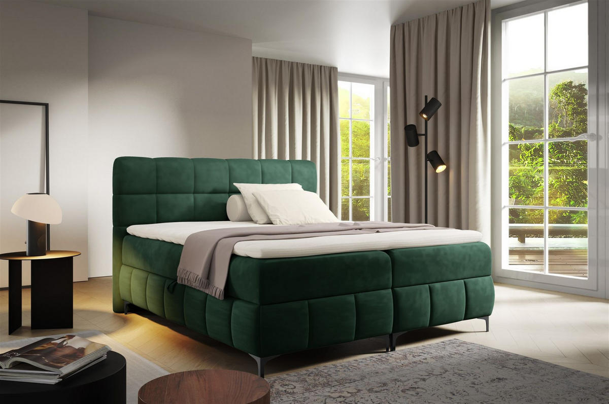 BOXBETT Sophie In Salvador - Dunkelgrün, Holzwerkstoff/Textil (180/200cm) - Fun Möbel