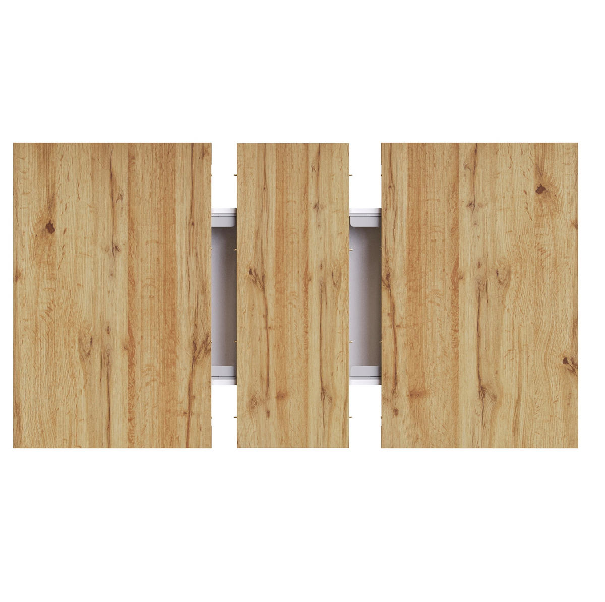 ESSTISCH aus MDF 110-140x80x75 cm Natur/Weiß ausziehbar mit Schublade, Klapptür und Regalen für Snacks und Wein - Naturfarben, Holzwerkstoff (140/80/75cm) - Modfu