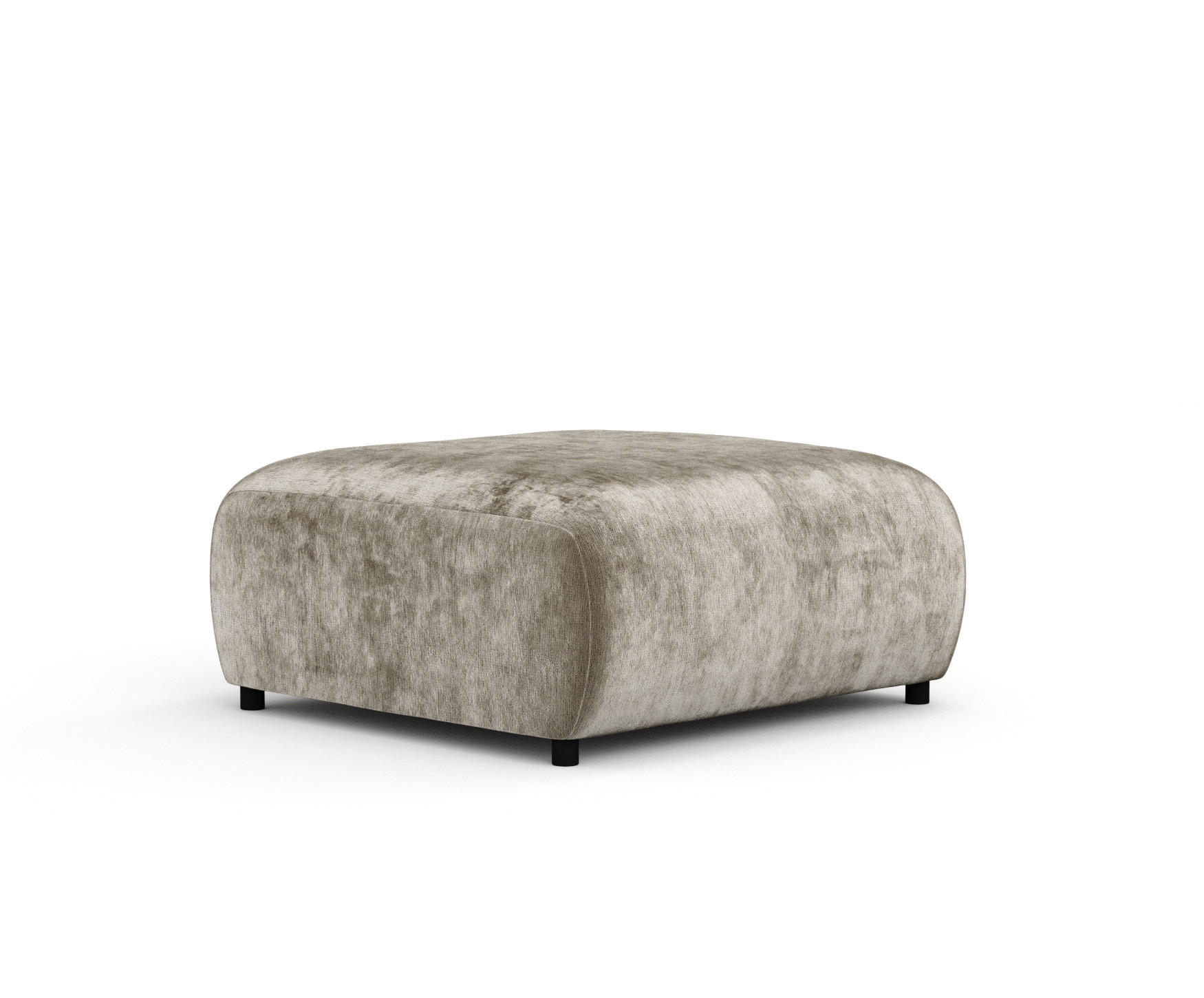 POUF S Zanzibar Beige Chenille - Beige/Schwarz, Holz/Holzwerkstoff (88/37/88cm) - Maison de Reve