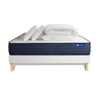BETT Actiflex life Taschenfederkern und Memory-Schaum 160 x 200 cm h4 - Kit Bettgestell Weiß - Mit Kissen und Bettdecke - Beige/Weiß, Karton/Holz (160/200cm) - ACTISOM