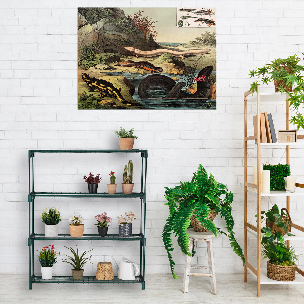 2XPFLANZENREGAL - Dunkelgrün, Kunststoff/Metall (91/106/28cm) - Relaxdays