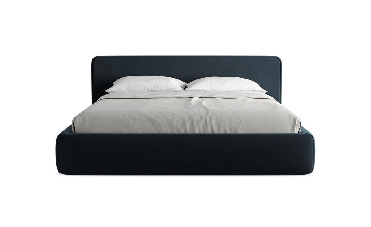 POLSTERBETT mit Bettkasten und Lattenrost 220x225 Blau - Blau/Schwarz, Kunststoff/Textil (180/200cm) - Makamii