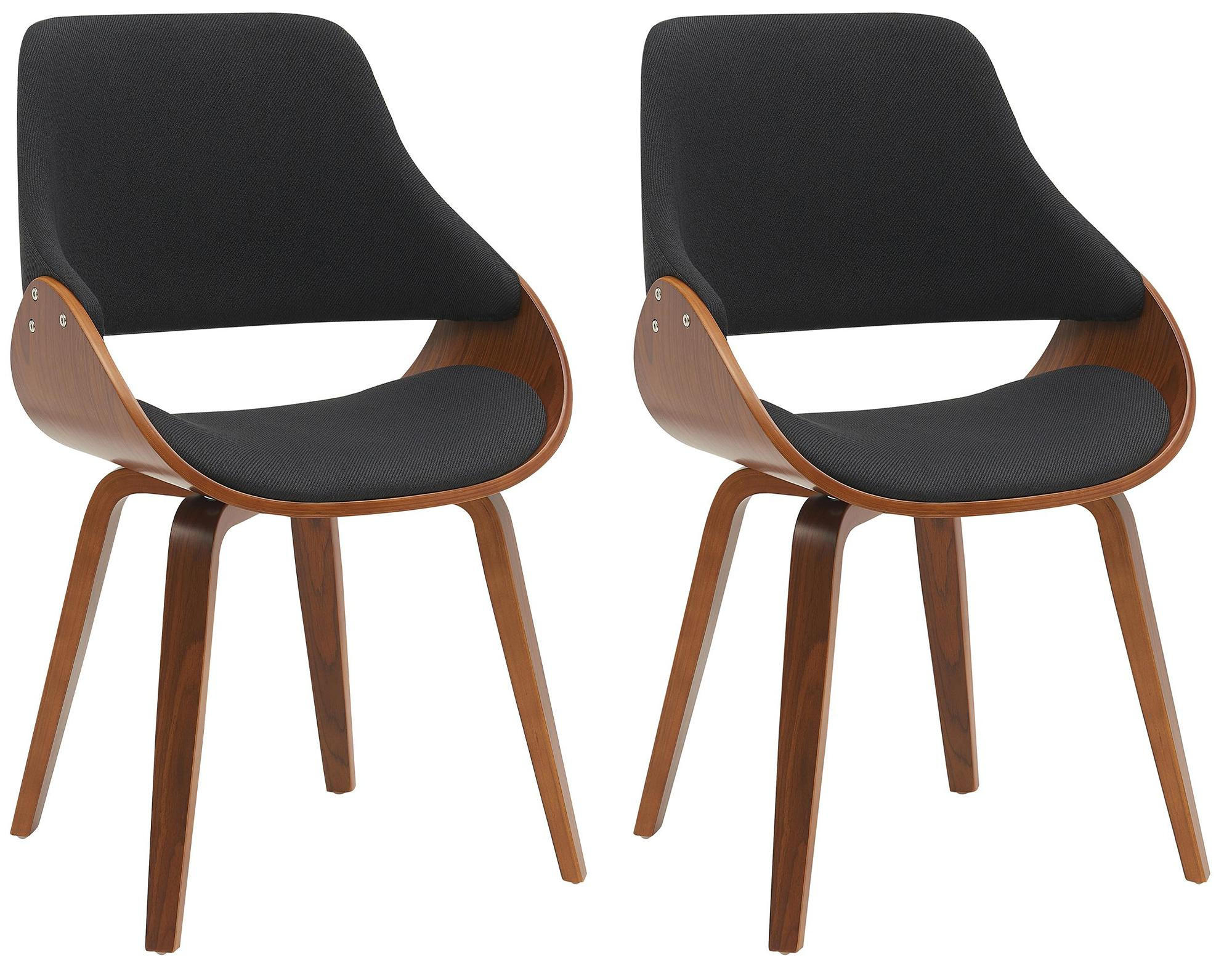 ESSZIMMERSTUHL 2er Set Stoff Walnuss/Schwarz - Walnussfarben/Schwarz, Holz/Textil (52/86/54cm) - CLP