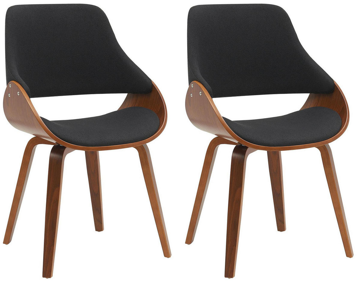 ESSZIMMERSTUHL 2er Set Stoff Walnuss/Schwarz - Walnussfarben/Schwarz, Holz/Textil (52/86/54cm) - CLP