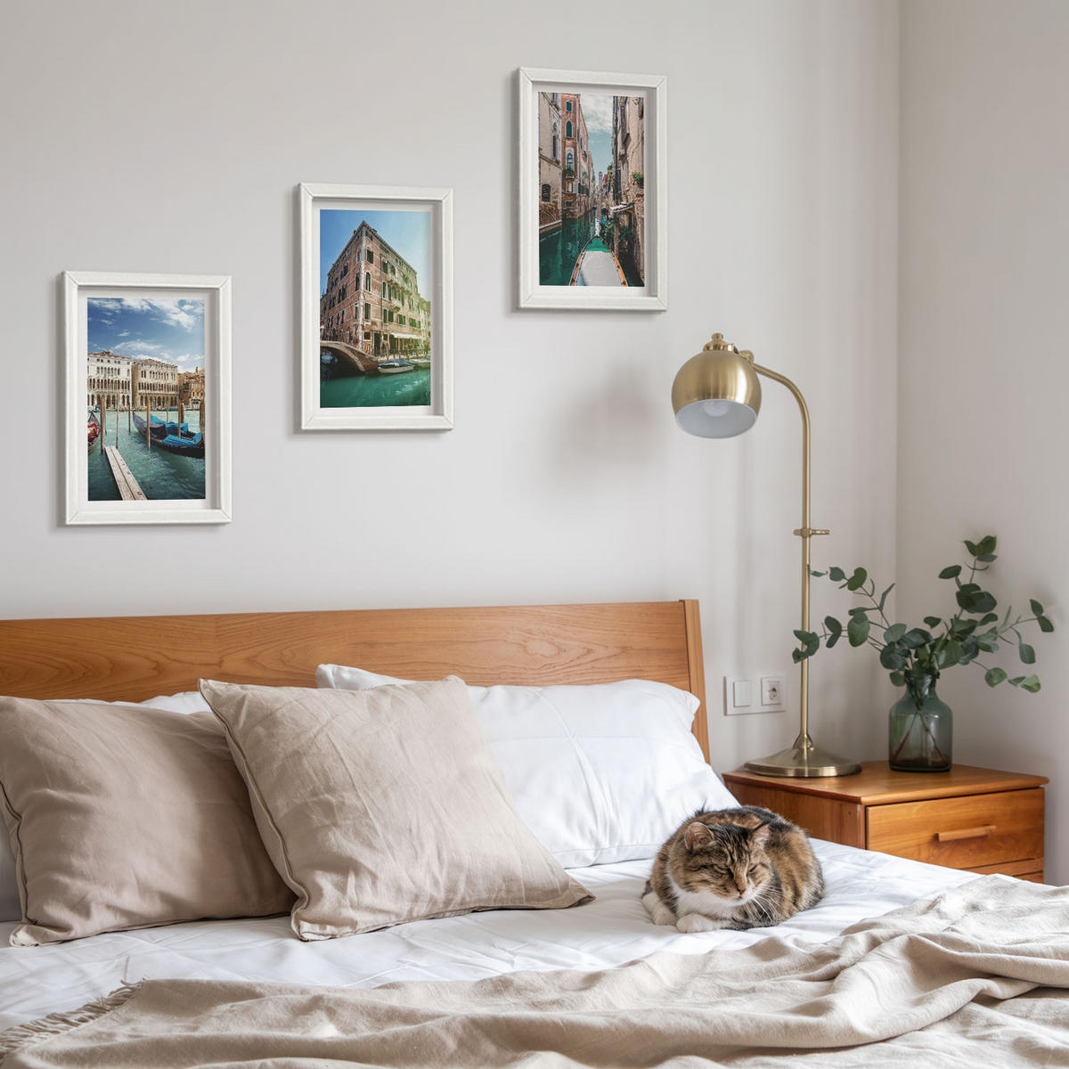 WANDBILDER 3er-Set - 20x30 cm Weißer Rahmen - Architektur der Kanäle von Venedig - Weiß, Kunststoff (20/30cm) - ArtPrintCave