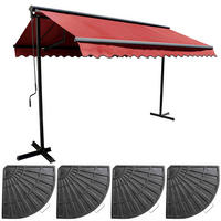 DOPPELSCHRÄGMARKISE 3x3m mit 4 Gewichtsplatten, Rot - Rot, Metall (300/250/300cm) - Oviala