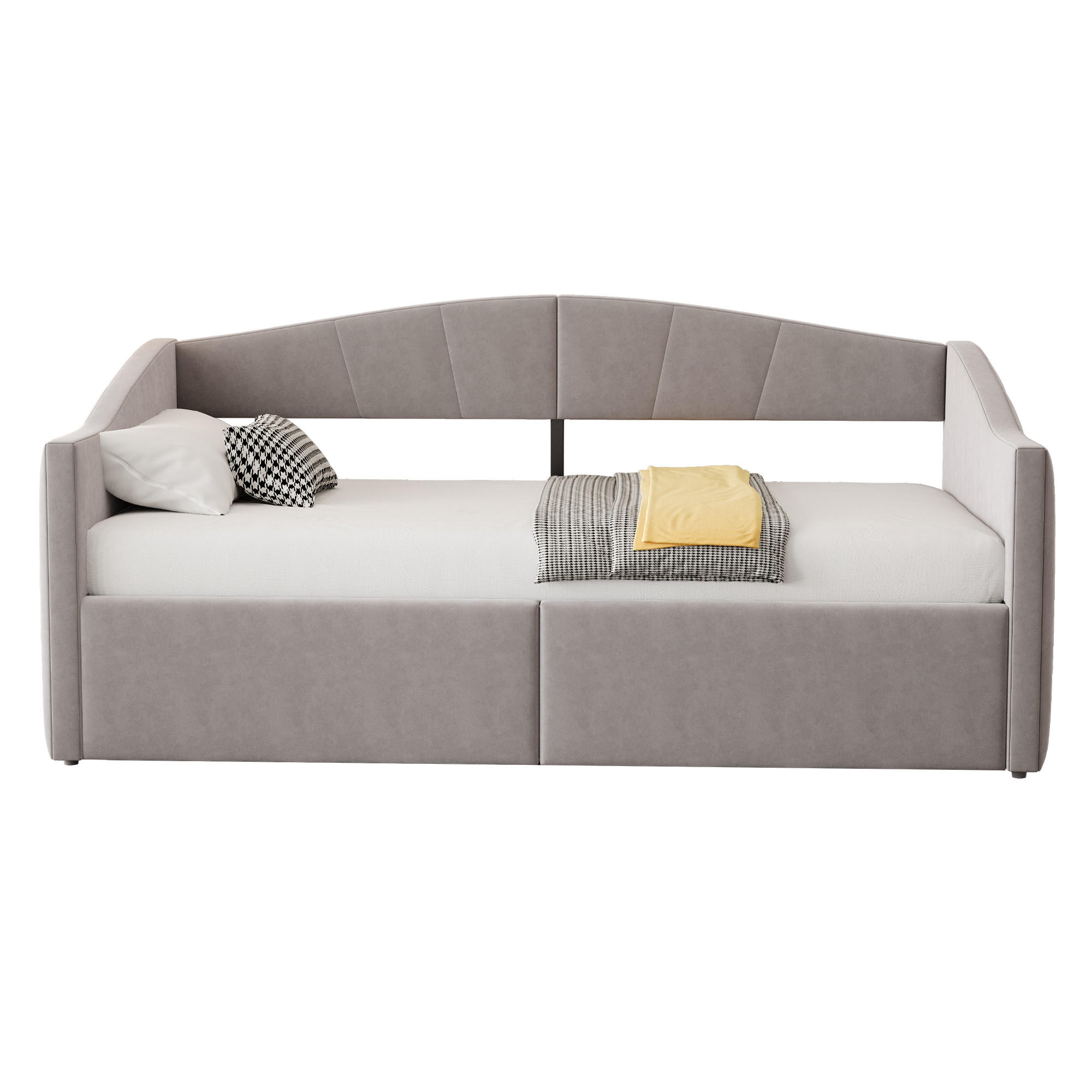 POLSTERBETT Sofabett 90/200 cm Hellgrau mit hydraulischem Speicher und Lattenrost - Hellgrau, Textil (90/200cm) - OKWISH