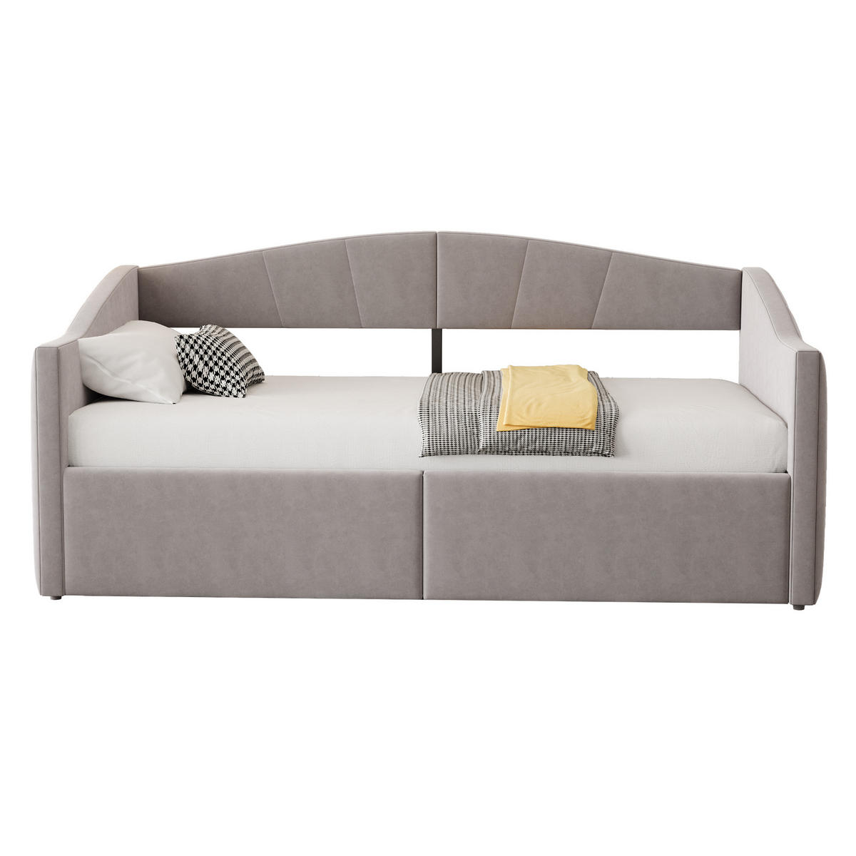 POLSTERBETT Sofabett 90/200 cm Hellgrau mit hydraulischem Speicher und Lattenrost - Hellgrau, Textil (90/200cm) - OKWISH