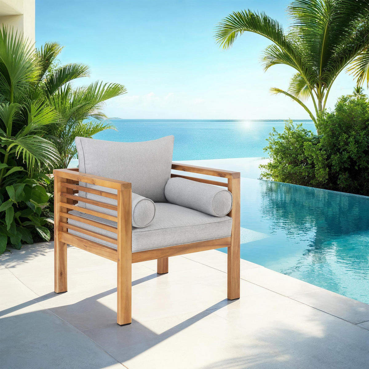 GARTEN-LOUNGESESSEL Boka, 72 x 63 x 64,5 cm, braun - Braun, Holz (72/78/63cm) - tectake