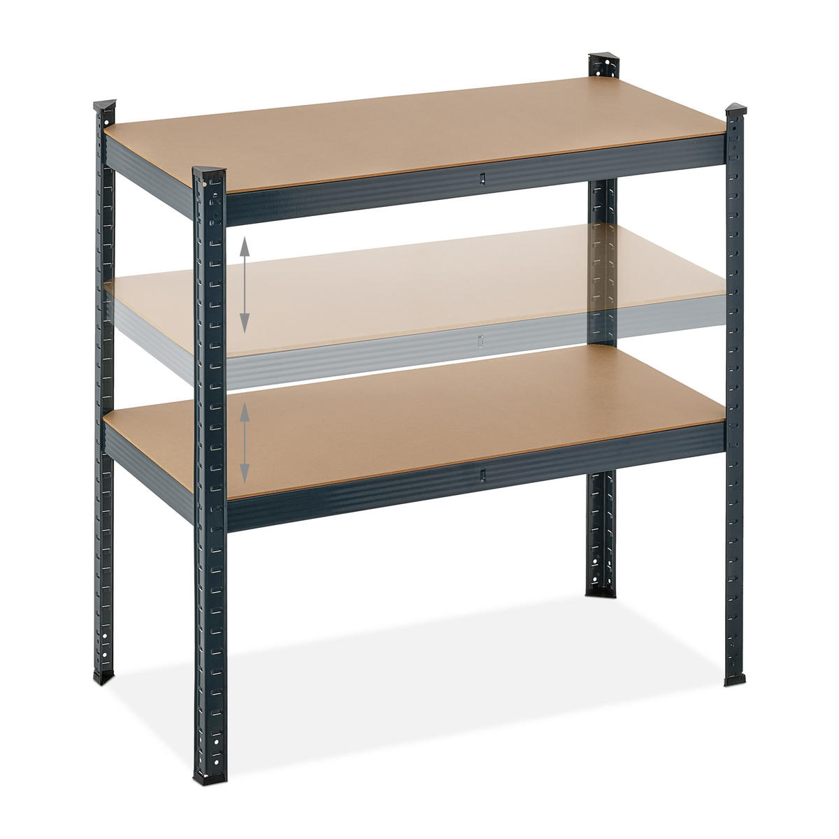 SCHWERLASTREGAL - Anthrazit, Holzwerkstoff/Kunststoff (90/180/45cm) - Relaxdays
