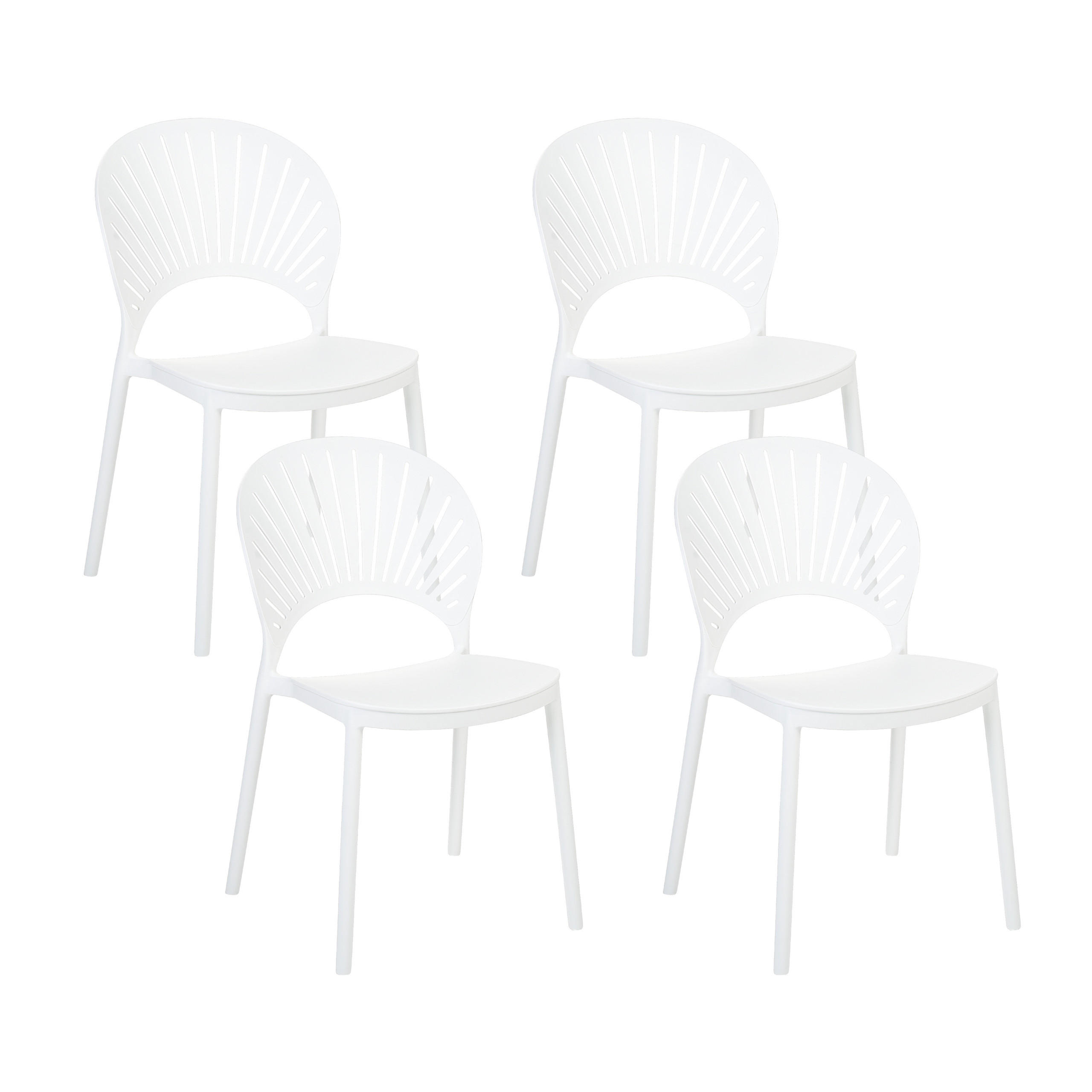 SCAUNE DE GRĂDINĂ set de 4 plastic albă Ostia