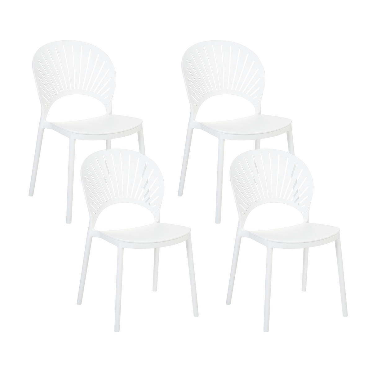 GARTENSTÜHLE 4er-Set Kunststoff weiß Ostia - Weiß, Kunststoff (46/83/51cm) - Beliani