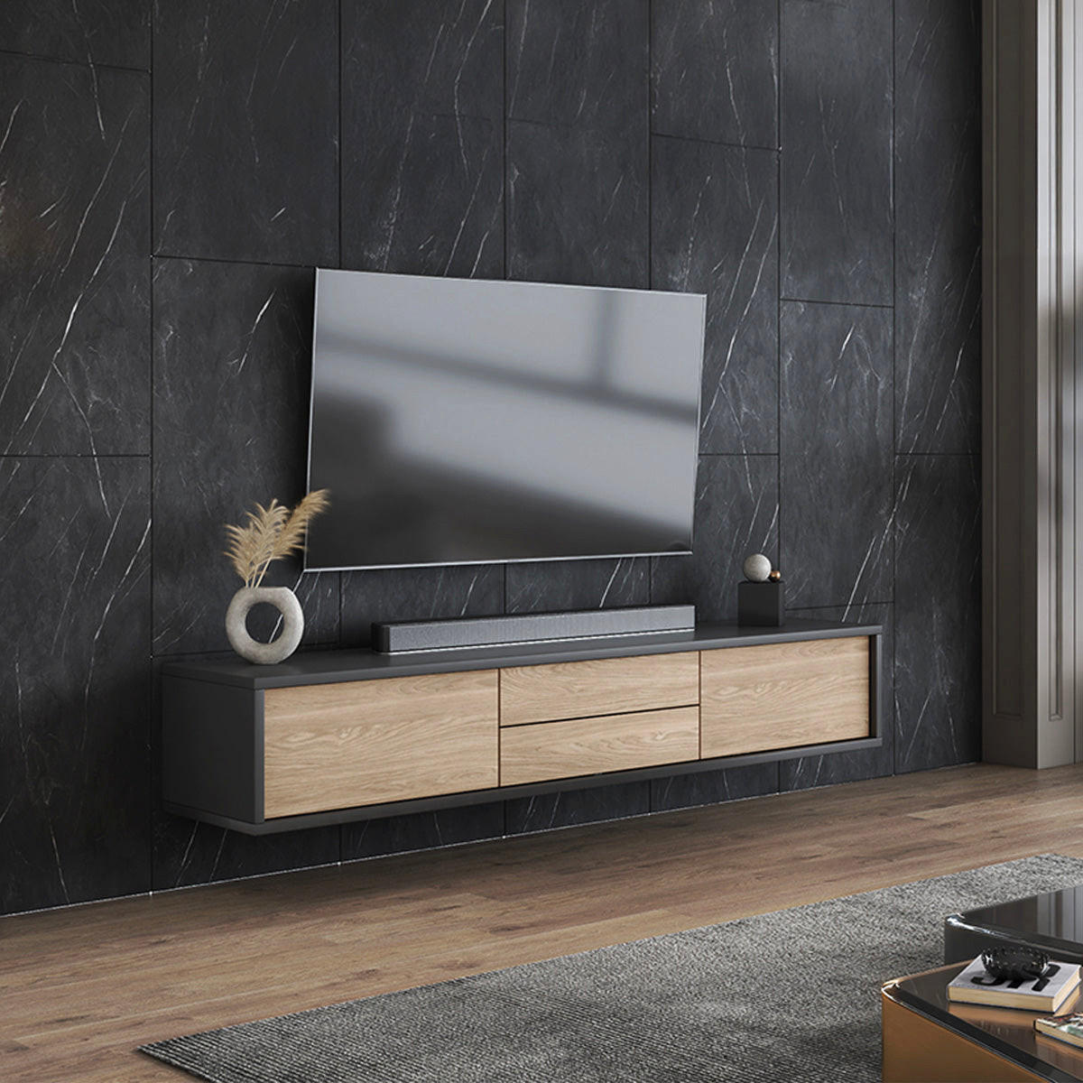 TV ORMARIĆ Idra Drvo i sivo - siva, drvni materijal (180/32/36cm) - Petits-meubles