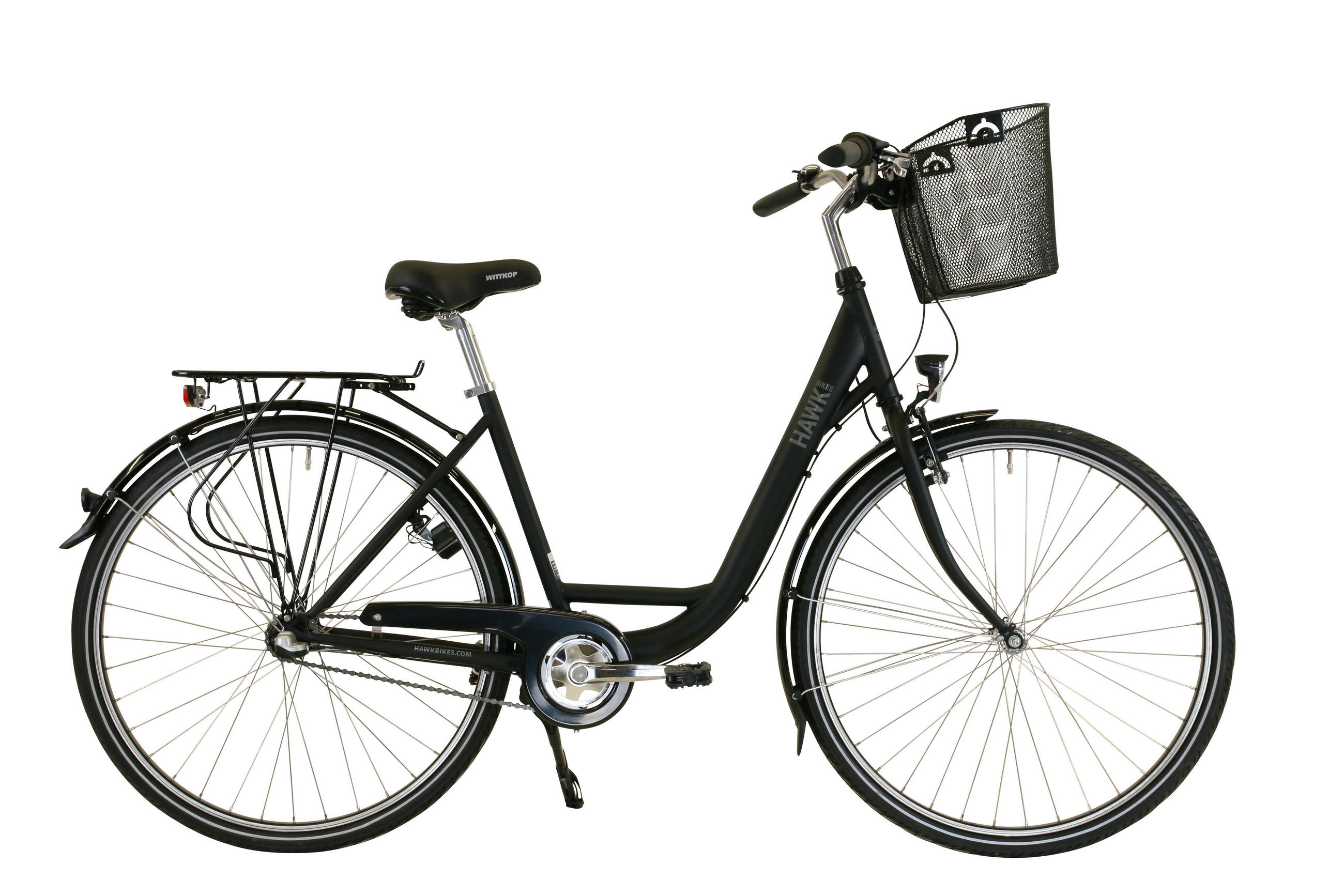 CITYBIKE City Wave Premium Plus inkl. Korb Fahrrad Damen 3 Gang 28 Zoll Größe:48cm - Schwarz, Metall (48cm) - Hawk Bikes