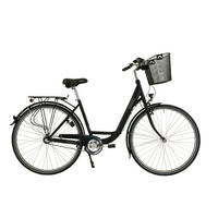 CITYBIKE City Wave Premium Plus inkl. Korb Fahrrad Damen 3 Gang 26 Zoll Größe:43cm - Schwarz, Metall (43cm) - Hawk Bikes