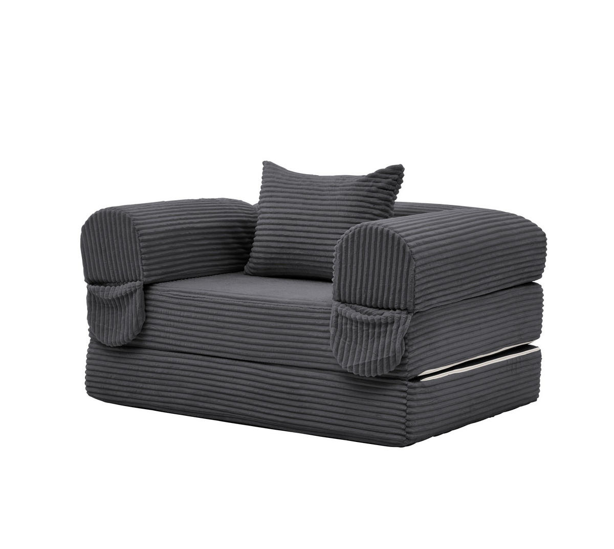 SCHLAFSOFA 2-in-1 aus Kord Grau - Grau, Kunststoff (85/65/120cm) - Meubliv