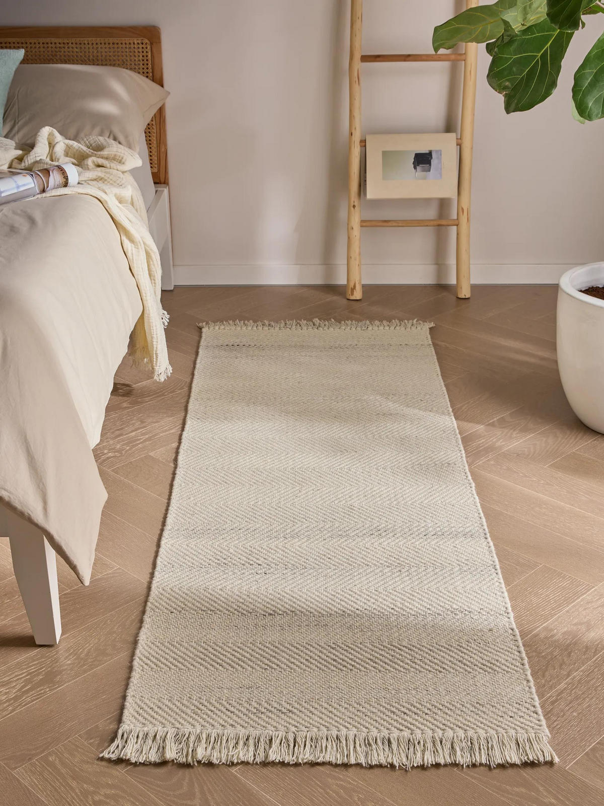 WOLLTEPPICH-LÄUFER Lars Cream 70x200 cm - Creme, Naturmaterialien/Textil (70/200cm) - benuta Pure