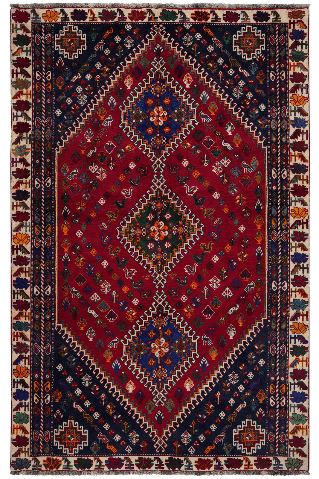 ORIENTTEPPICH handgeknüpft Gashgai Rot, Blau 261/165 cm Schurwolle - Blau/Rot, Textil (165/261cm) - Looma