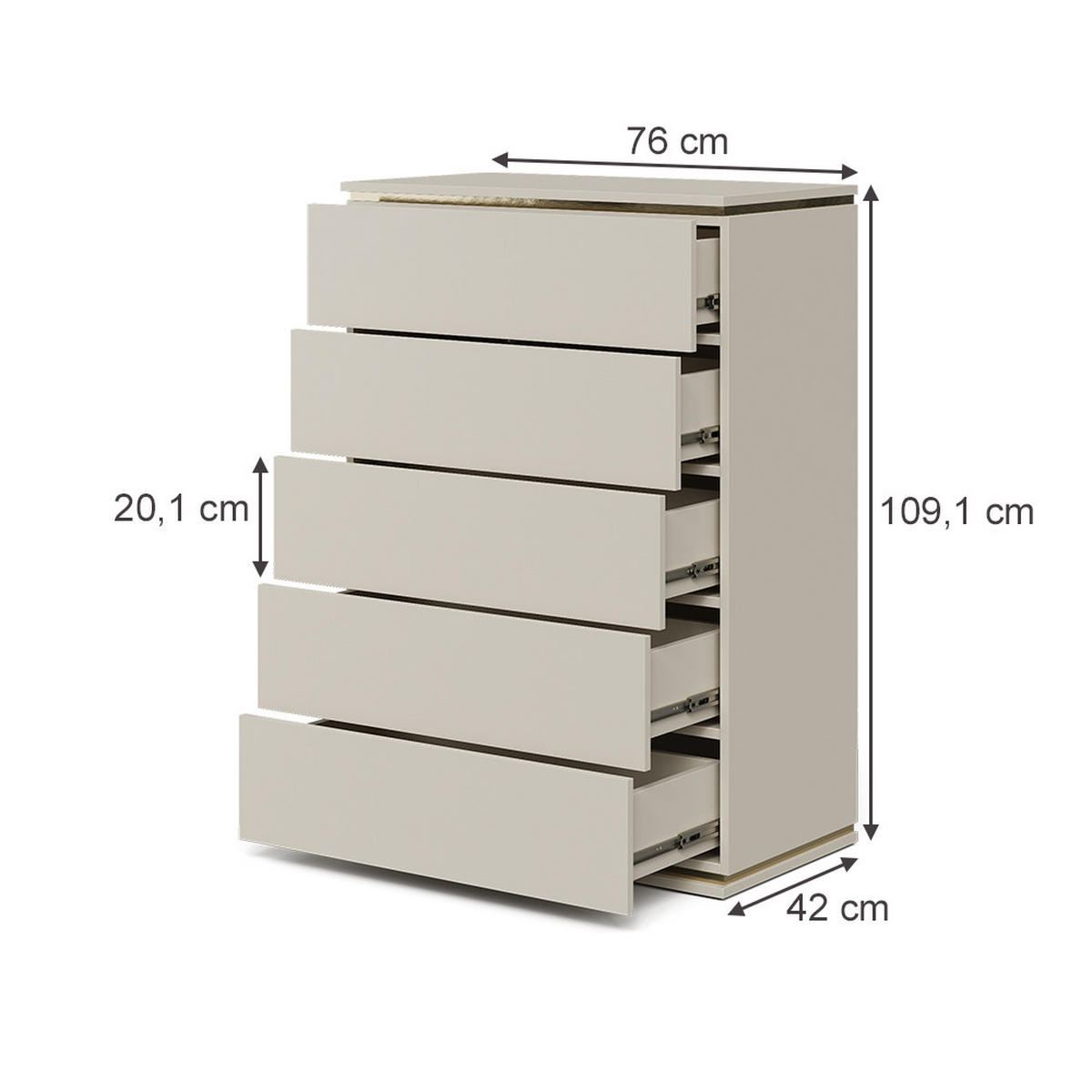 KREDENC Linette Kašmír - kašmírová, kompozitní dřevo (76/109.1/42cm) - Vicco