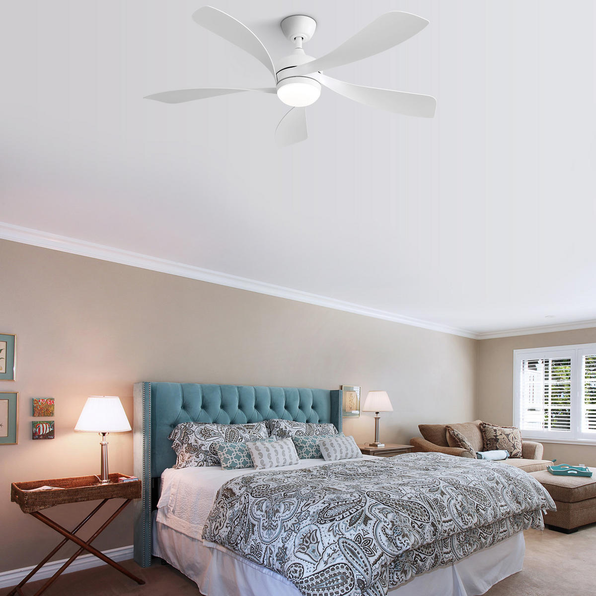 DECKENVENTILATOR DE-16270 52 Zoll mit Fernbedienung & Memory Weiß - Weiß, Kunststoff (132.08/132.08/26.8cm) - ComfortXL