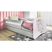 KINDERBETT Katze 80x160 cm mit Matratze, Schublade, Rausfallschutz & Lattenrost, Weiß - Weiß, Holzwerkstoff (80/160cm) - RAUMHIRSCH FURNITURE