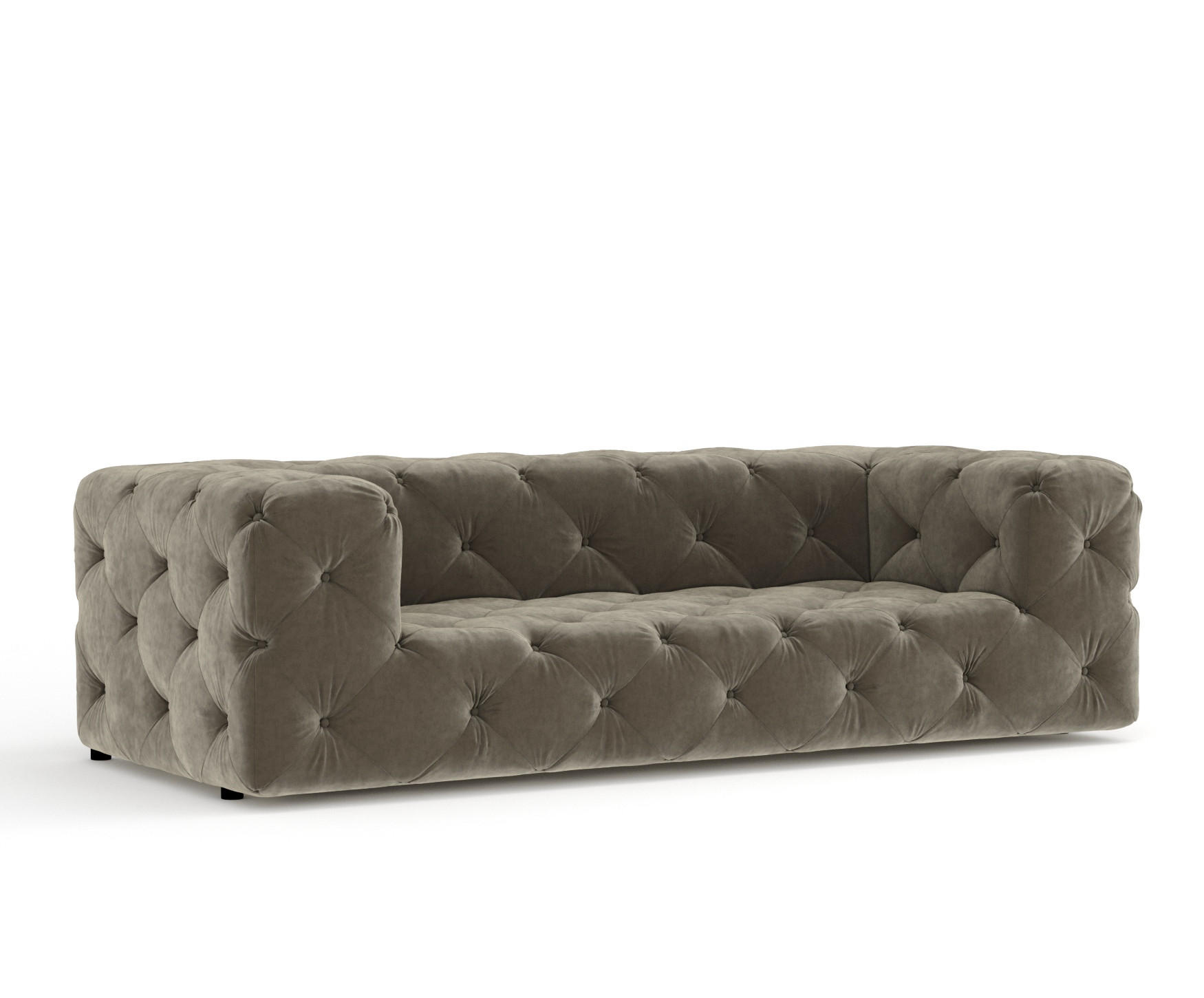 3-SITZER-SOFA Cosimo Taupe Samtstoff - Taupe/Schwarz, Holz/Holzwerkstoff (230/71/100cm) - Maison de Reve