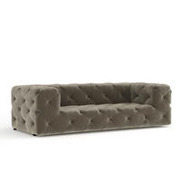 3-SITZER-SOFA Cosimo Taupe Samtstoff - Taupe/Schwarz, Holz/Holzwerkstoff (230/71/100cm) - Maison de Reve