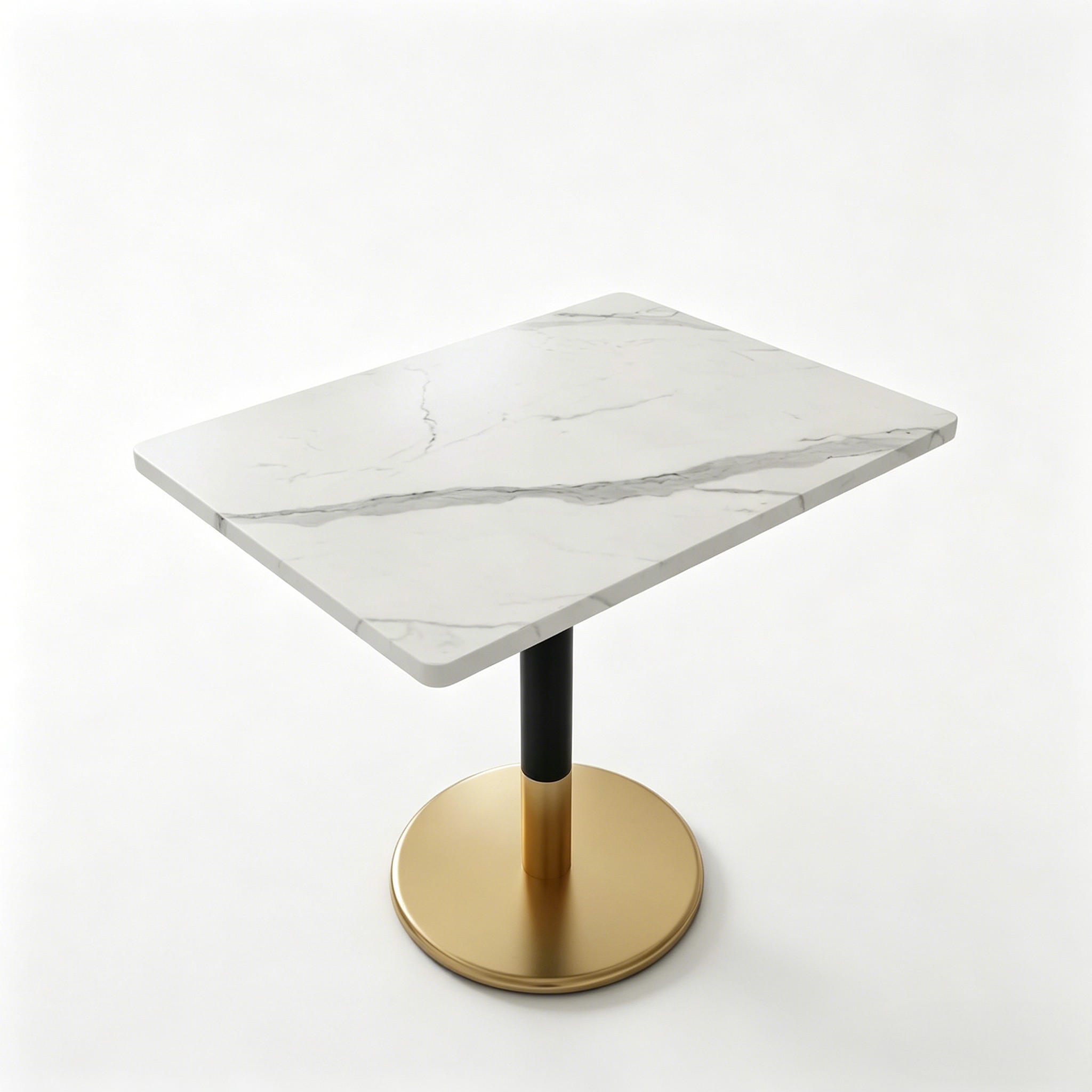 ESSTISCH in Weißer Marmor runder Küchentisch für 3-4 Personen, B80/T60/H75 cm - Goldfarben/Weiß, Holzwerkstoff/Metall (80/60/75cm) - STILVORA