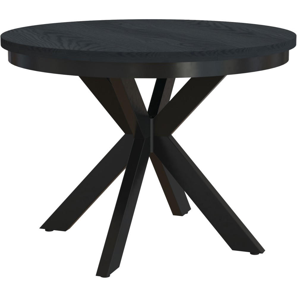 ESSTISCH Bilbao, Runder, mit Metallbeinen, Schwarz - Schwarz, Holzwerkstoff/Metall (100/100/77cm) - Beautysofa