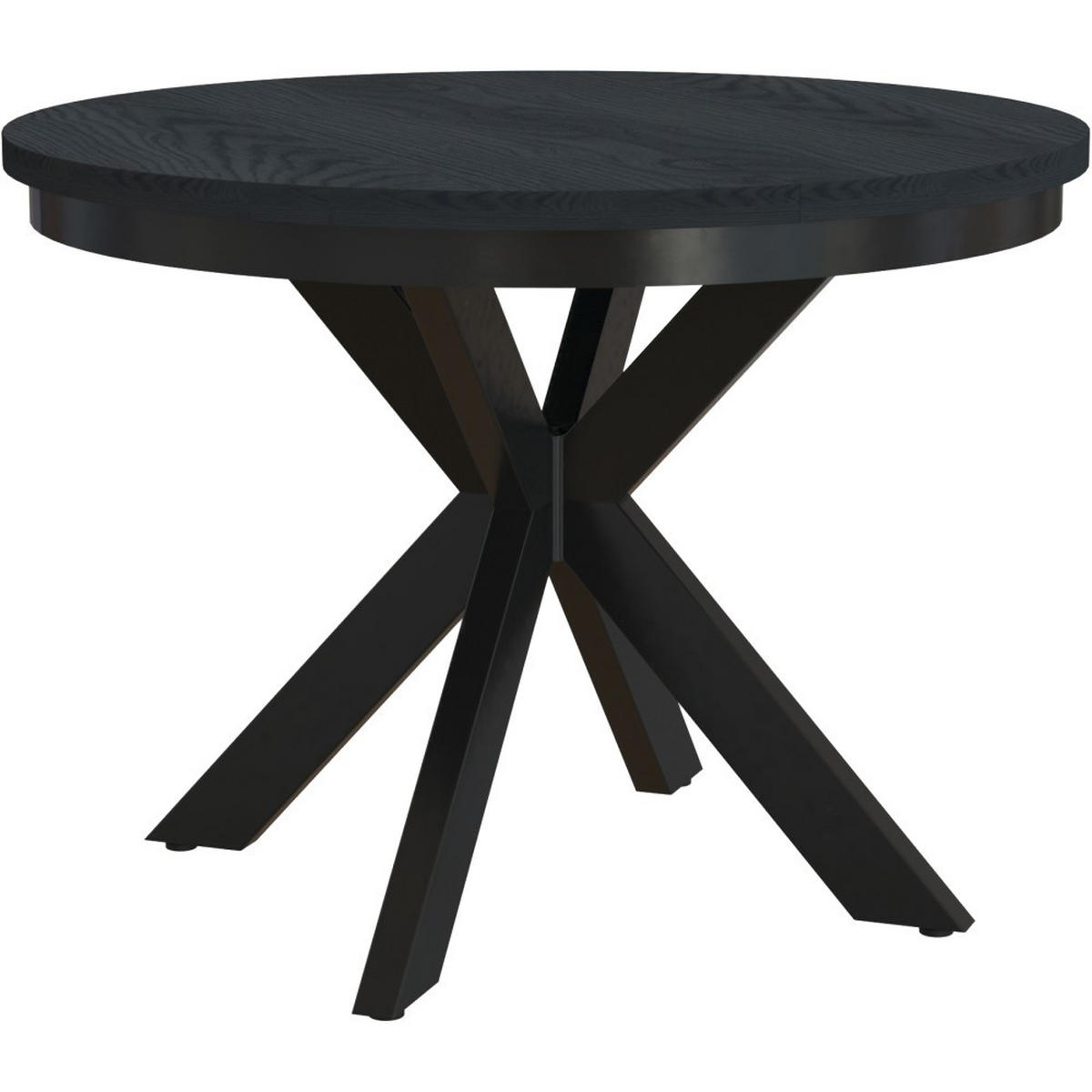 ESSTISCH Bilbao, Runder, mit Metallbeinen, Schwarz - Schwarz, Holzwerkstoff/Metall (100/100/77cm) - Beautysofa