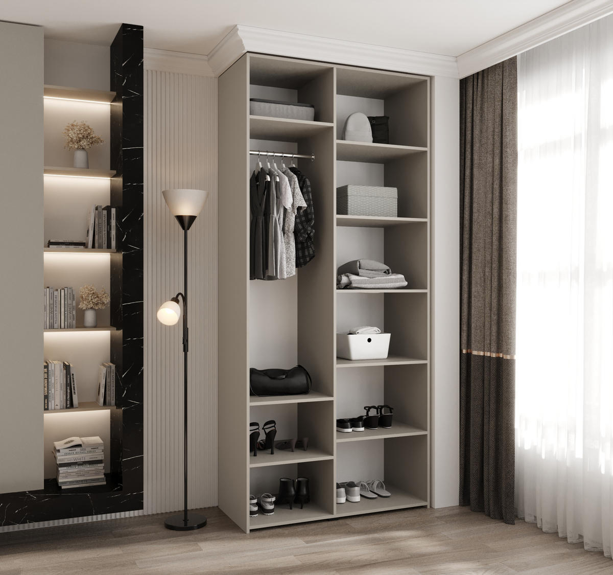 DREHTÜRENSCHRANK 245,5/110/50 2-türig - Kaschmir/Goldfarben, Holz/Metall (110/245.5/50cm) - Abiks Möbel