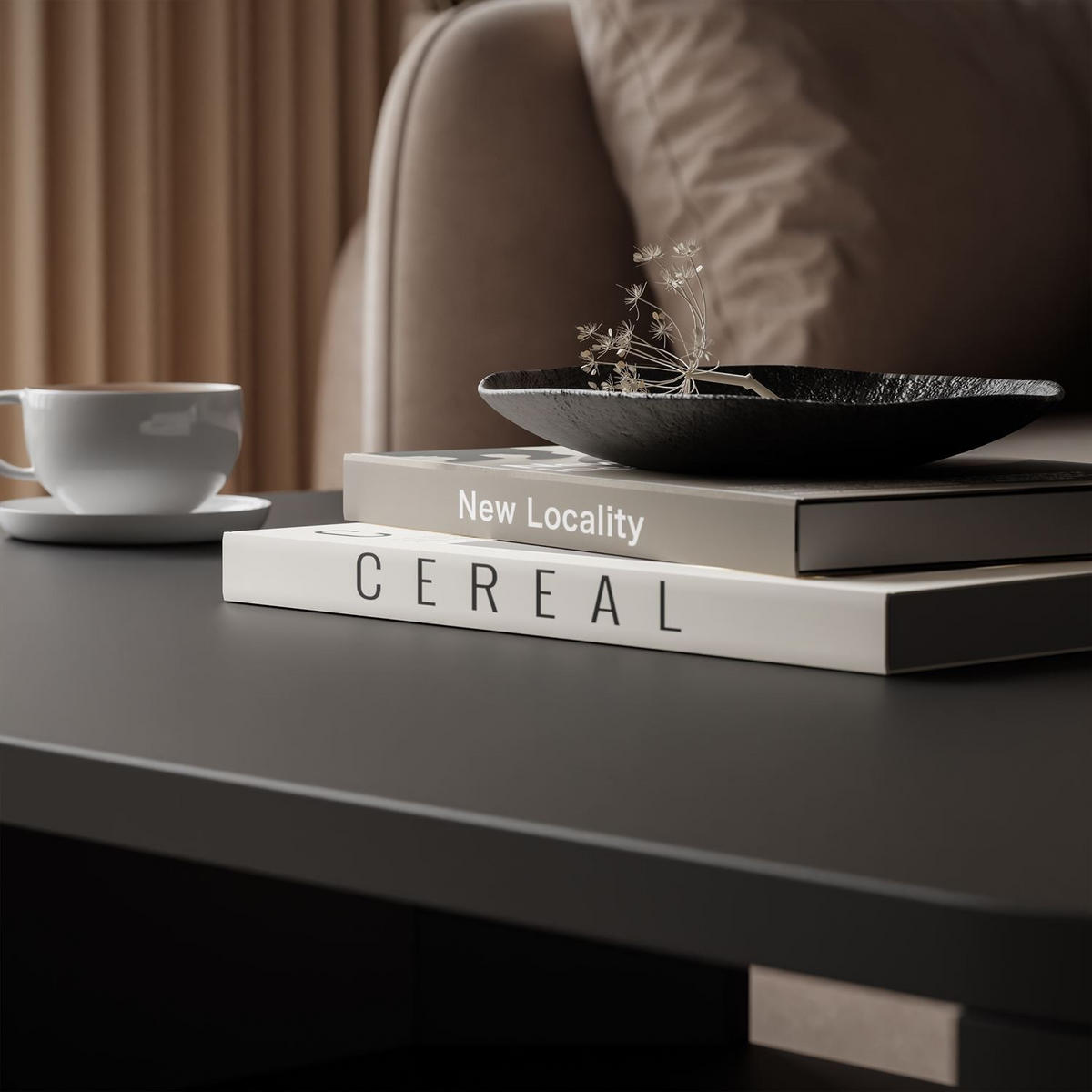 Couchtisch SHADOW mit Ablage unter der Tischplatte - Schwarz, Holzwerkstoff (60/80/42cm) - Lookway