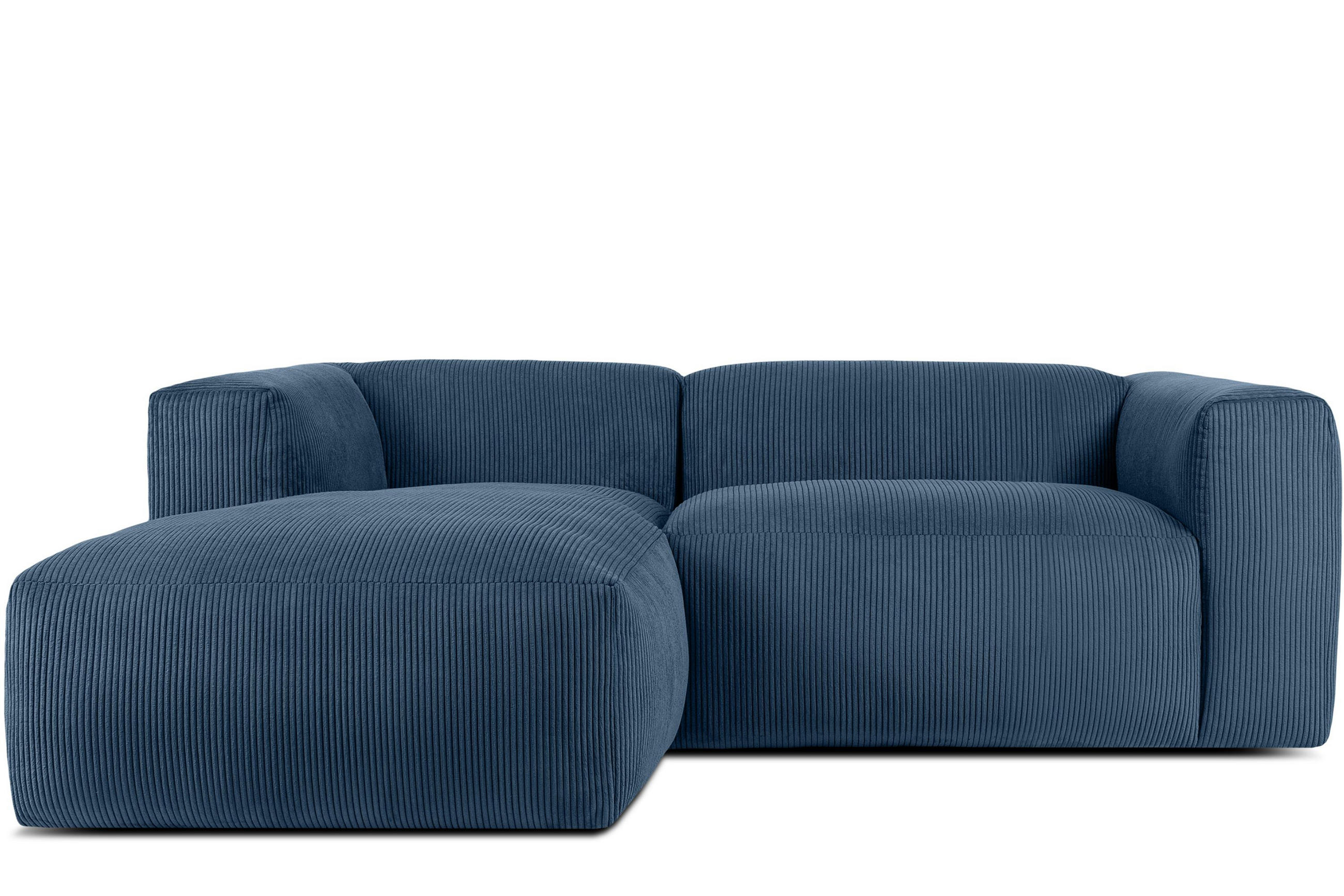 ECKMODULSOFA-LINKS BUFFO 3/4 Sitzer mit extrem weicher Sitzfläche, Kordstoff, marineblau - Blau/Grün, Textil (237/180cm) - KONSIMO®