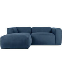 ECKMODULSOFA-LINKS BUFFO 3/4 Sitzer mit extrem weicher Sitzfläche, Kordstoff, marineblau - Blau/Grün, Textil (237/180cm) - KONSIMO®