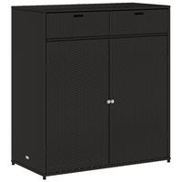 GARTENSCHRANK Schwarz 105x55x113 cm Poly Rattan - Schwarz, Kunststoff (105/113/55cm) - furnicato