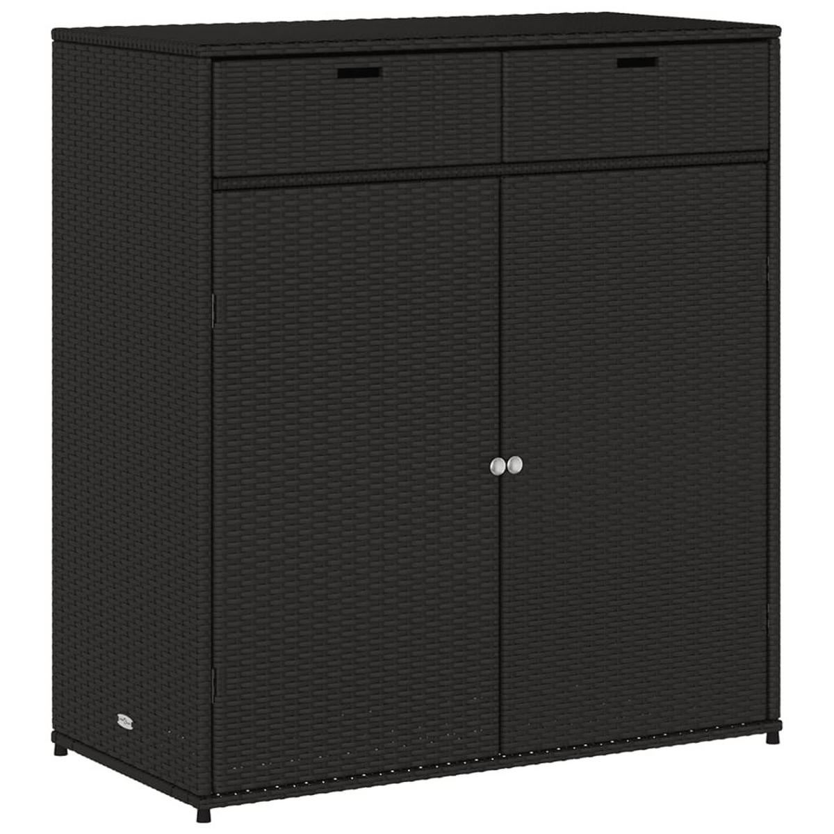 GARTENSCHRANK Schwarz 105x55x113 cm Poly Rattan - Schwarz, Kunststoff (105/113/55cm) - furnicato