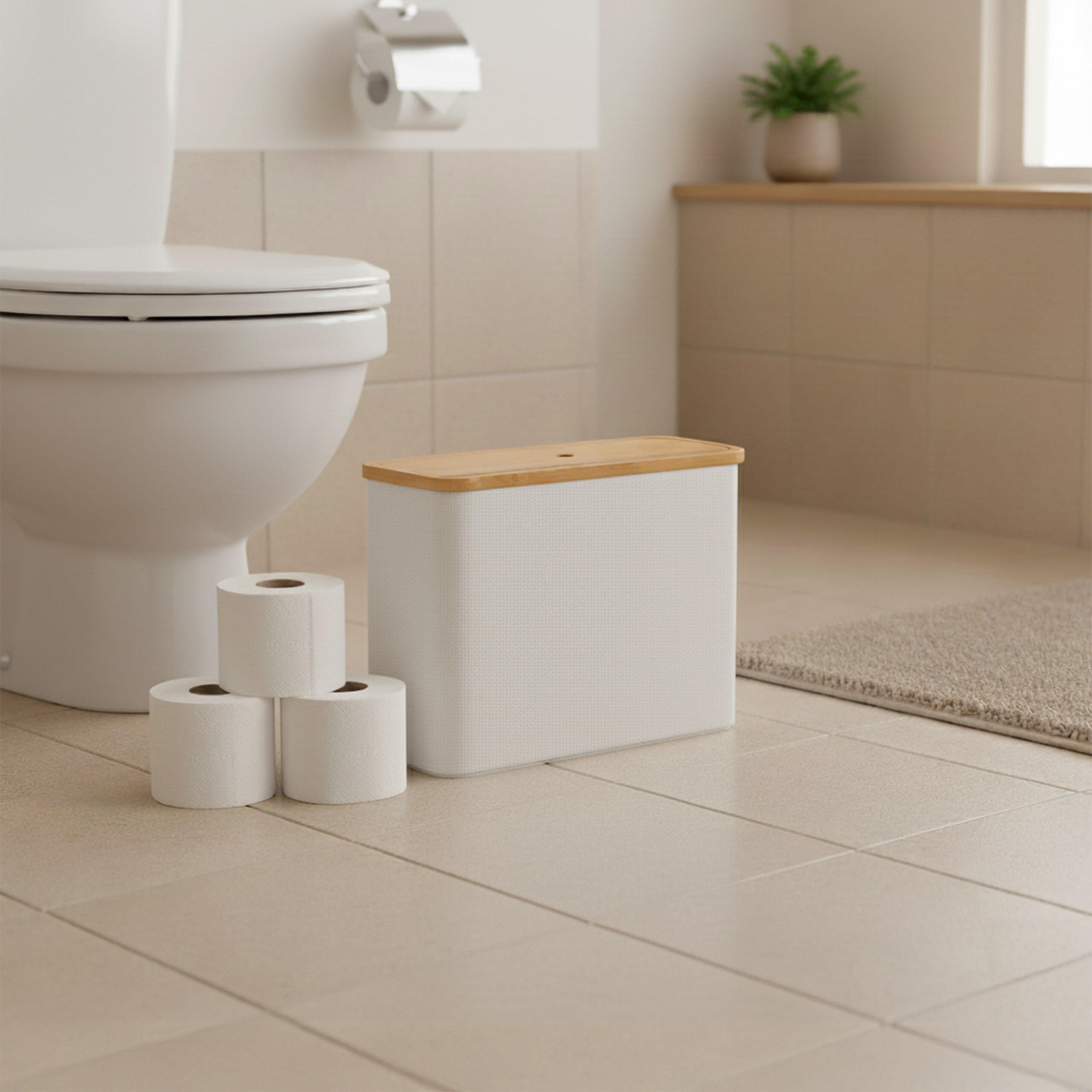 TOILETTENPAPIER-AUFBEWAHRUNG - Weiß, Holz/Textil (45/34.5/15cm) - Relaxdays