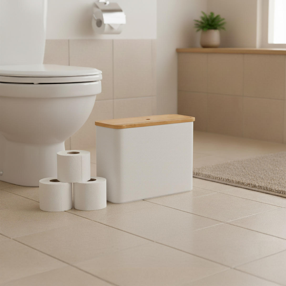 TOILETTENPAPIER-AUFBEWAHRUNG - Weiß, Holz/Textil (45/34.5/15cm) - Relaxdays