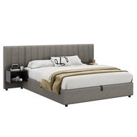 POLSTERBETT aus Leinen 160x200 cm in Grau mit Stauraum - Grau, Textil (160/200cm) - Modfu